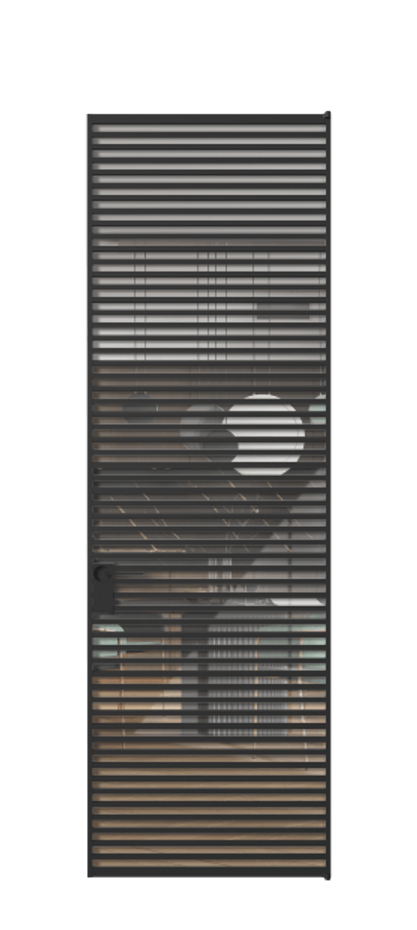 Алюминиевая дверь АЛПЛ040.07 Алюминий Черный Рефлективное прозрачное стекло "Стопсол", калёное Цена 229770  | Volhovec