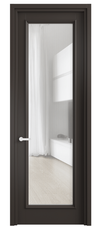 Дверь межкомнатная Шарм 6702 Матовый антрацит Рифлёное стекло "Дюна", триплекс Узкий классический наличник МАН Цена 99899 ₽ Наличники уже входят в базовый комплект. Фабрика дверей Волховец 8 (800) 551 43 19 Межкомнатная дверь Шарм 6702 Матовый антрацит Рифлёное стекло "Дюна", триплекс Цена 99899 ₽ | Volhovec