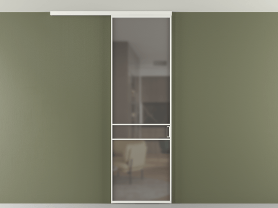 Алюминевая перегородка vd1_02 Алюминий светло-серый Серый сатин матовое. Цвет Алюминий светло-серый. Материал Алюминий в эмали. Коллекция Перегородка Формато вдоль стены на потолок 1 створка. Картинка.