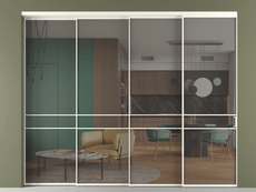 Перегородка Formato внутри проёма 4 створки с синхронным механизмом