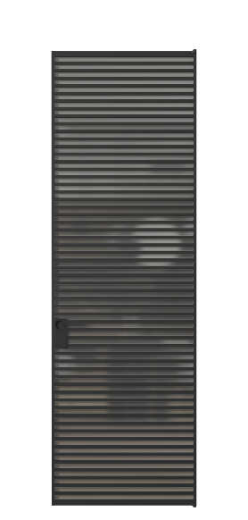 Дверь межкомнатная АЛПЛ040.06 Серый сатин триплекс ЧЕР. Цвет Алюминий Черный. Материал Алюминий. Коллекция Формато. Картинка.