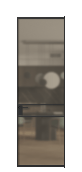 Дверь межкомнатная АЛПЛ040.02 Бронза сатин триплекс ЧЕР. Цвет Алюминий Черный. Материал Алюминий. Коллекция Формато. Картинка.